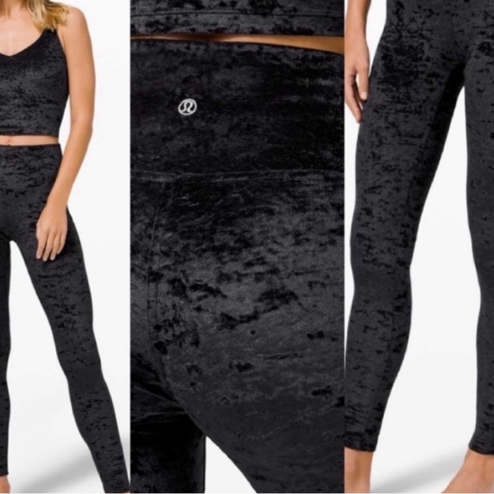 Lululemon Athletica wunder lounge high rise Black VELVET Leggings